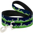 thumbnail image 1 of Buckle-Down "Seattle Skyline Navy Lime Green" Dog Leash, 1 of 1