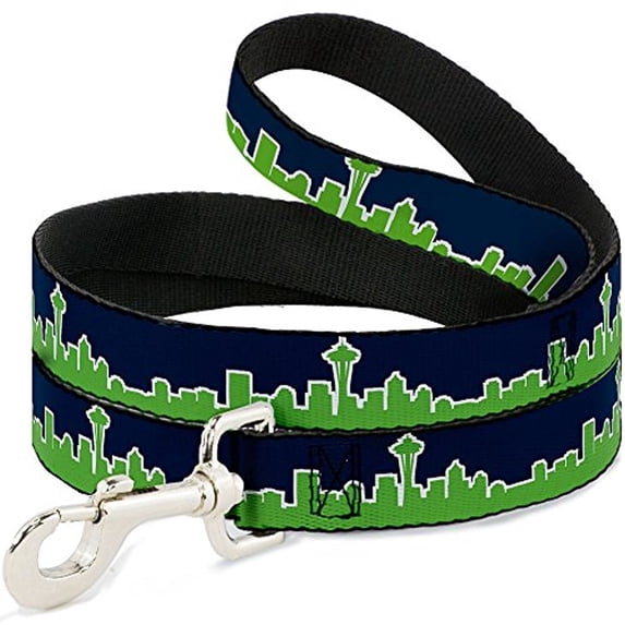 Buckle-Down "Seattle Skyline Navy Lime Green" Dog Leash