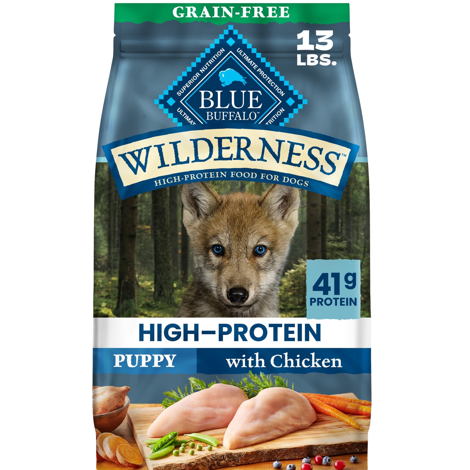 Blue Buffalo Wilderness High-Protein, Grain-Free Chicken Puppy Dry Dog Food, 13lb Bag
