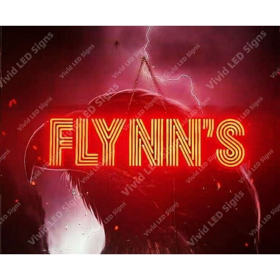 Queen Sense 32"x9" Arcade Video Game Room Flynn's LED Sign Light Neon Signs With Dimmer Party Home Wall Decor Lights W132FLYNNS-XLED