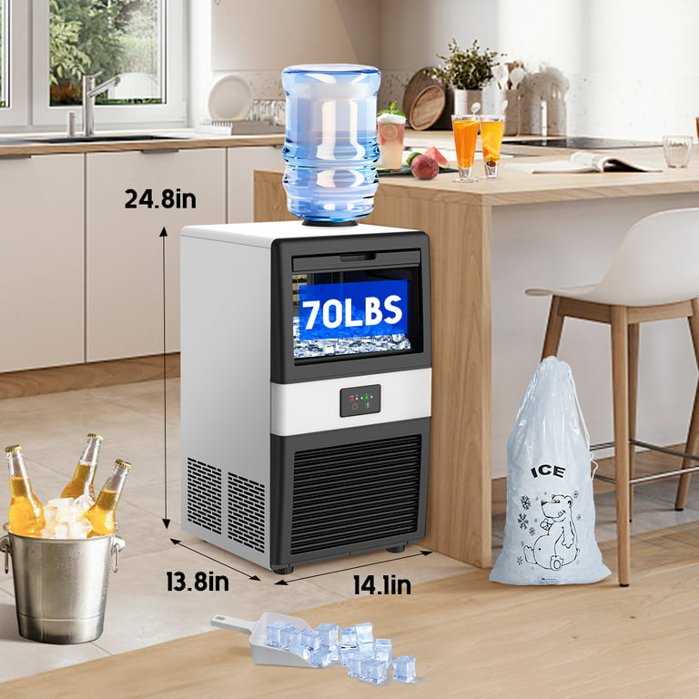 Lifeplus Commercial Ice Maker Machine 70 lbs Daily Under Counter Ice Cube Maker Freestanding Built-In for Home, Size: 13.78 x 14.09x 24.8 LxWxH, Black