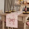 thumbnail image 1 of Vintage Pink Bow Table Runner Farmhouse Roses Floral Stripes Tablerunners 13 x 60 Inch, Table Decorations Tabletop Scarf for Summer Gathering Holiday Farmhouse Kitchen Dining Decor, 1 of 7