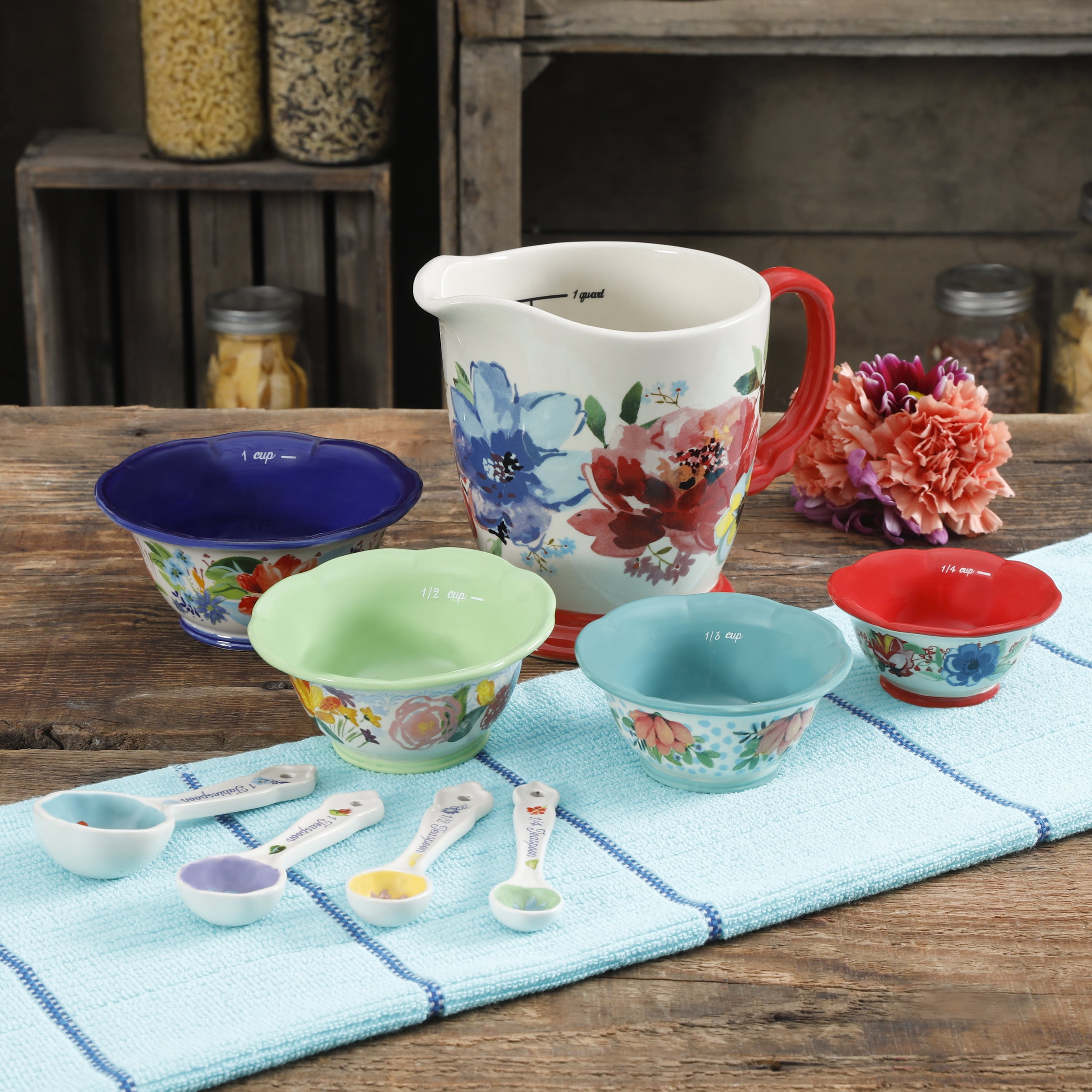 The Pioneer Woman Wildflower Whimsy Durable Stoneware 13-Piece Measuring  Cup Set - Walmart.com