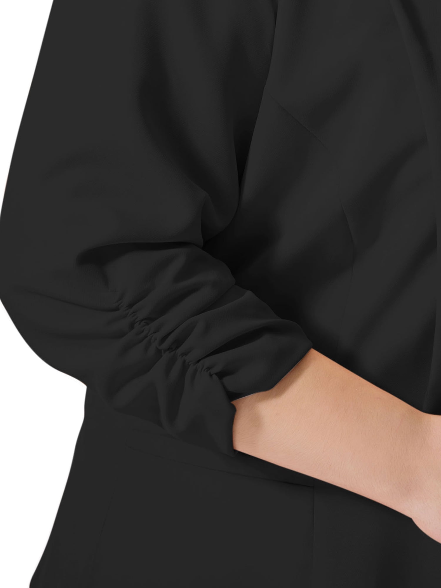 DARING DIVA Women's Plus Shawl Collar 3/4 Ruched Sleeve Blazers Black 4X