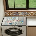 thumbnail image 4 of ZIATUBLES Butterfly Daisy Wood Grain Washer Dryer Countertop Cover Pad Stain Resistant Washing Machine Dust Cover Mat Top Loader for Laundry Room Kitchen Home Decor Accessories, 24" x 19.7", 4 of 7