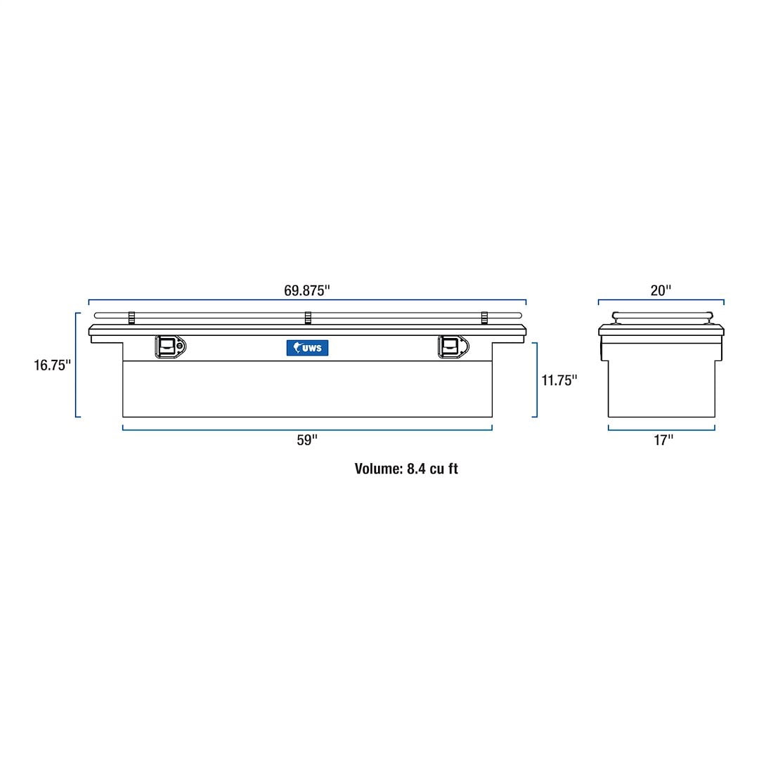 UWS/United Welding Services TBS-69-LP-R UWSTBS-69-LP-R 69" SINGLE LID FS LOW PROFILE TOOLBOX W/RAIL