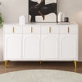 thumbnail image 3 of Noble House Sideboard with Gold Handles and Legs,4 Doors,4 Drawers,White, 3 of 10