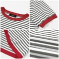 thumbnail image 5 of Summer Tops Casual Crewneck Short Sleeve Striped Knitted T Shirt Machine Washable Daily Wear Tops, 5 of 6