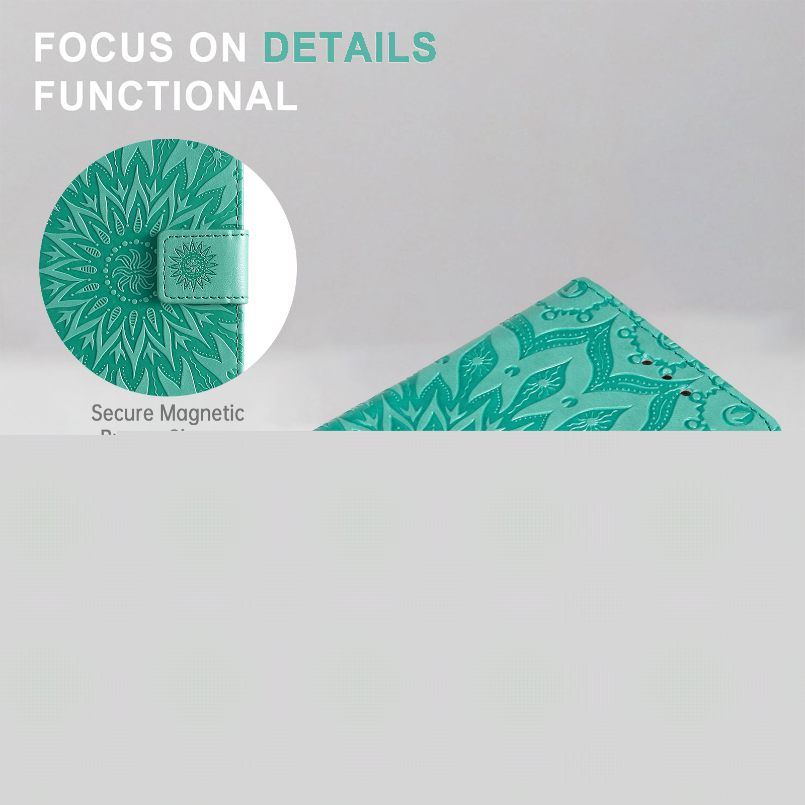 thumbnail image 4 of Designed for Samsung Galaxy S25 Plus Case Wallet, Magnetic Clasp Flip Stand Folio Cover with Embossed PU Leather Credit Card Holders Slots Wrist Strap Phone Case for Samsung Galaxy S25 Plus,Green, 4 of 8