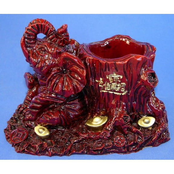 Red Elephant Statue w/ Pen Holder