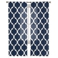 thumbnail image 3 of Navy Blue Morocco Pattern Sheer Curtains 96 Inches Long 2 Panels Set, Window Sheer Curtains for Living Room/Bedroom, White Moroccan Geometric Art Light Filtering Rod Pocket Curtain 52'' x 96'' x 2, 3 of 7
