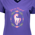 thumbnail image 4 of Inktastic You are Magical Pink and White Unicorn with Flowers Women's V-Neck T-Shirt, 4 of 5