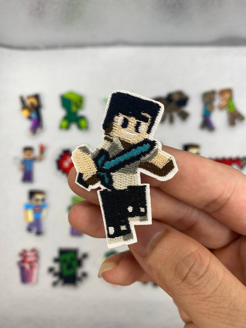 21pcs Minecraft Patch: Game Character Iron-On Applique for Clothes, Bags - Virtual Embroidery