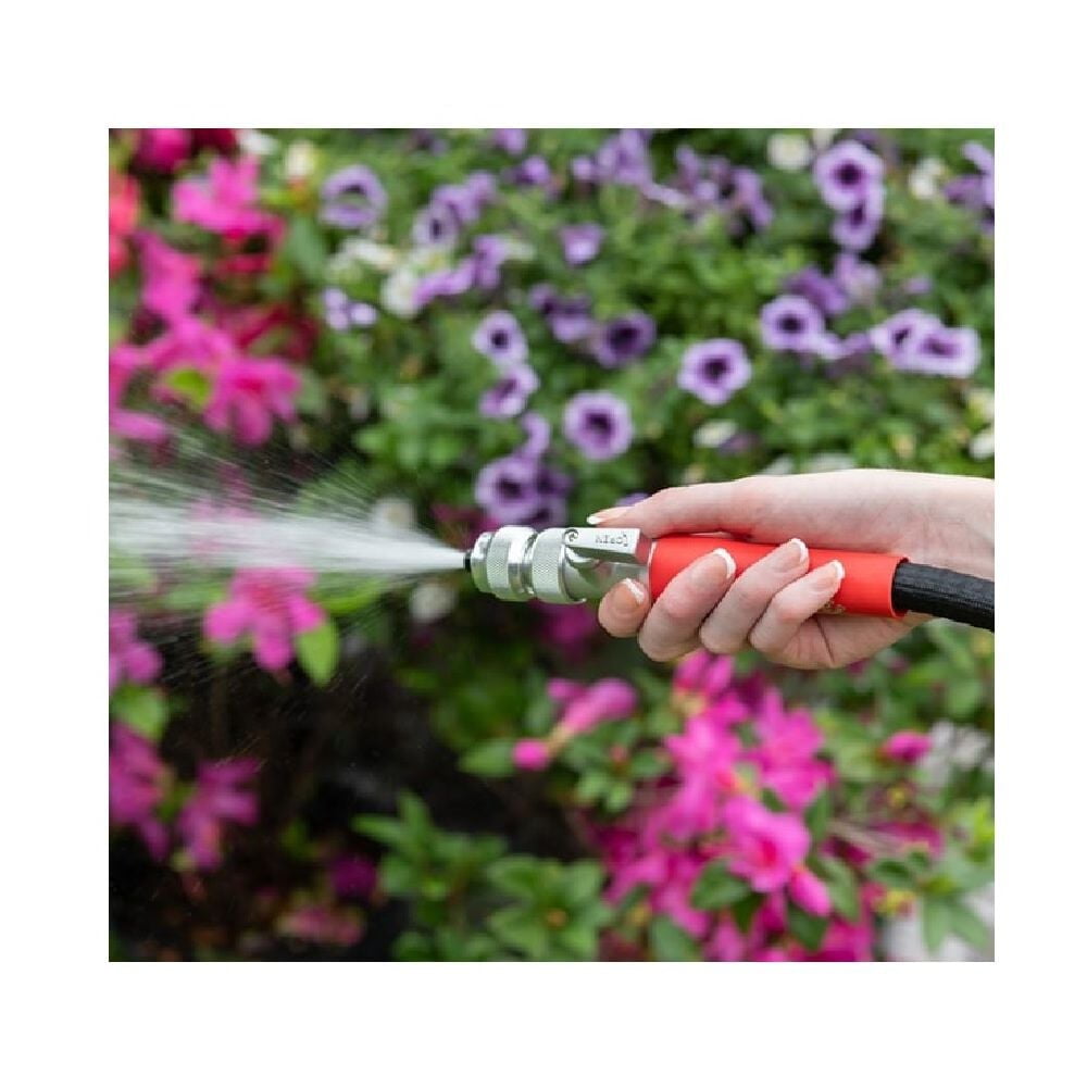 Pocket Hose 50 FT Silver Bullet w/Turbo Shot Nozzle Multiple Spray Patterns Expandable Garden Hose 3/4 in Solid Aluminum Fittings Lead-Free Lightweight and No-Kink