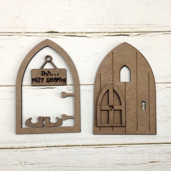 1 Set Miniature Fairy Door Decorative Clear Texture Wood Patio Lawn Fairy Garden Door for Outdoor