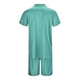 thumbnail image 4 of MNCEKFOD Two Piece Sets for Men Short Sleeve Zipper Collared Shirt Drawstring Waist Shorts With Pocket Casual Tracksuit Set Mint Green XXL, 4 of 8
