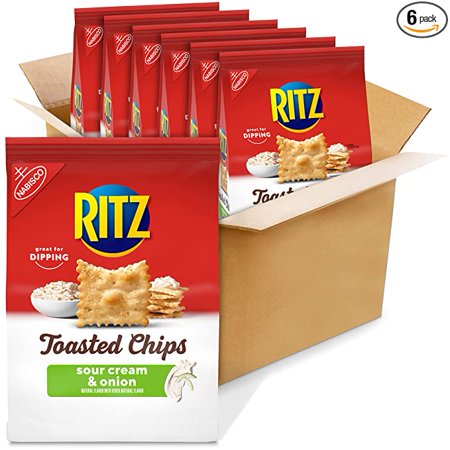 RITZ Toasted Chips Sour Cream and Onion Crackers,8.1 oz Bags(pack of 6)