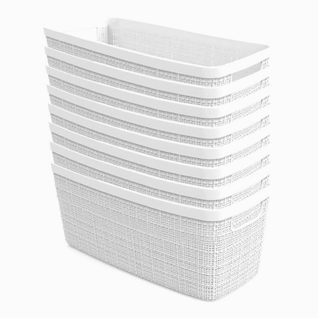 Cesta decorativa de plástico de yute para organización y almacenamiento, cubos perfectos para la oficina en casa, estantes de clóset, despensa de cocina y todos los elementos esenciales de