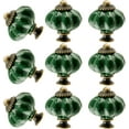 thumbnail image 6 of 8pcs Ceramic Pumpkin Cabinet Knobs, Dark Green Vintage Drawer Knobs for Vanity, Closet, Cupboard, 6 of 7
