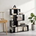 thumbnail image 6 of Demi Bonn 5-Tier S-Shaped Bookshelf Geometric Z-Shelf Bookcase with Open Cubes, Black, 6 of 7