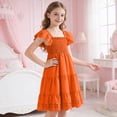 thumbnail image 7 of NOLDARES Girls Flutter Sleeve Floral Dresses, Kids Spring Summer Dress, Teen Hawaiian Maxi Long Dresses(Orange,4-5 Years), 7 of 7