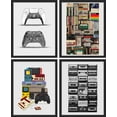 thumbnail image 2 of PixonSign Framed Wall Art Gamepad & Books Realism Posters, Set of 4 Vintage Nostalgic Video Game Controller & Audio Tape Canvas Prints, Retro Prints Wall Décor for Home - 12"x16" Black, 2 of 5