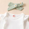 thumbnail image 5 of SUCS Newborn Infant Girl Clothes Rib Knit Romper Daisy Print Pants Headband Baby Clothes for Girls 0 3 6 12 18 24 Months, 5 of 8