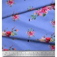thumbnail image 3 of Soimoi Blue Viscose Chiffon Fabric Leaves & Ranunculus Floral Print Fabric by the Yard 42 Inch Wide, 3 of 3