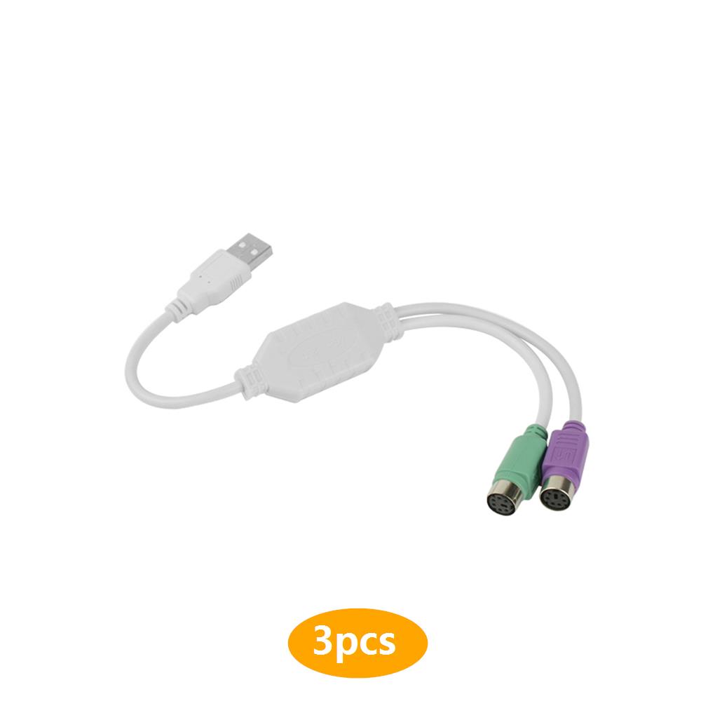 3pcs 2in1 PS/2 Keyboard Mouse to USB Converter USB Adapter Cable