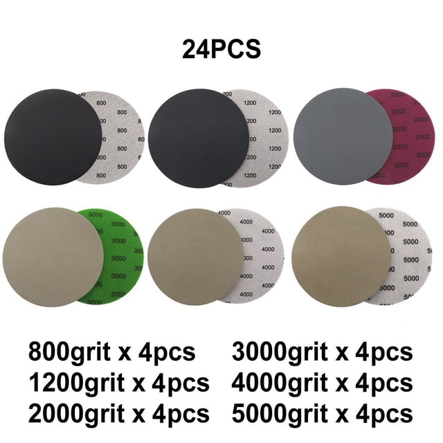BTOER 24pcs Wet Dry Sanding Discs 800-5000 Grit Sandpaper Gringding for woodworking