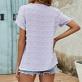 thumbnail image 3 of QLEICOM Womens Short Sleeve Tops V Neck Solid Casual Shirt, Summer Loose Basic Tunic Tshirt Blouse, Ladies Lace Button-Down Shirts, Side Shirring Loose Fit Tops, Tees & Blouses S-2XL, 3 of 4