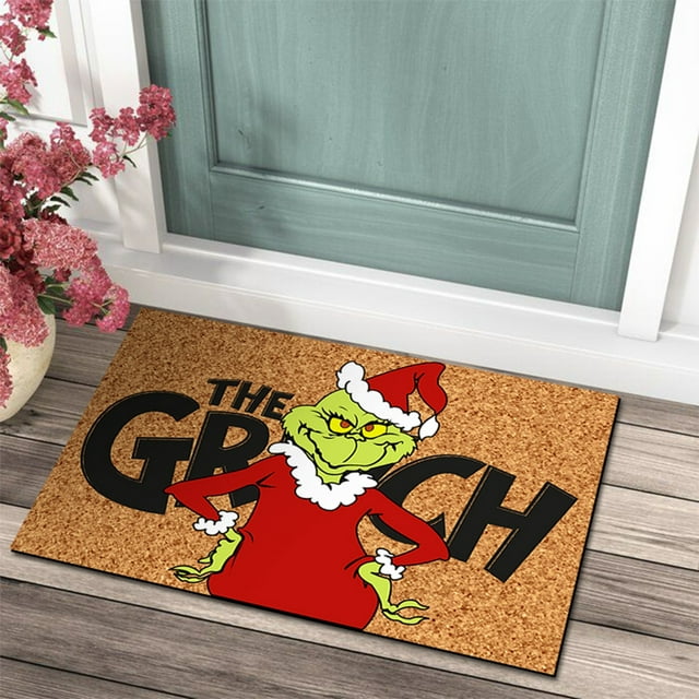 Christmas Grinch Rugs & Doormats Christmas Door Mat Outdoor Welcome Mat For Front Door, Entryway Christmas Carpet, 23.7X 15.9 Inch Funny Door Mats , Anti-Slip Rug Decorations For Home
