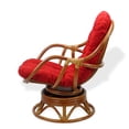thumbnail image 4 of Set of 2 Bali Lounge Swivel Rocking Chairs with Burgundy Cushion and Pelangi Round Coffee Table Natural Rattan Wicker Handmade, Colonial, 4 of 7