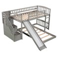 thumbnail image 4 of Harper & Bright Designs Stairway Bunk Bed with Slide, Pine Wood Twin Over Twin Bunk Bed Frame and Two Drawers for Bedroom, Gray, 4 of 14