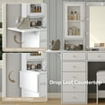 thumbnail image 5 of Yanosaku Vanity Desk with Mirror, 10 LED Lights, 12 Drawers, Glass Top Vanity Table with Stool for Bedroom, 5 of 9