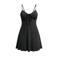 thumbnail image 4 of YHAJDS Womens Nightgown Short Sleeve Soft Sleepshirt V Neck Adjustable Spaghetti Strap Mini Dress, 4 of 6