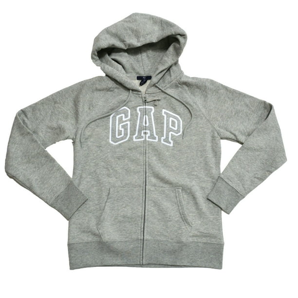 Gap - GAP Womens Fleece Arch Logo Full Zip Hoodie (M, Light Grey ...