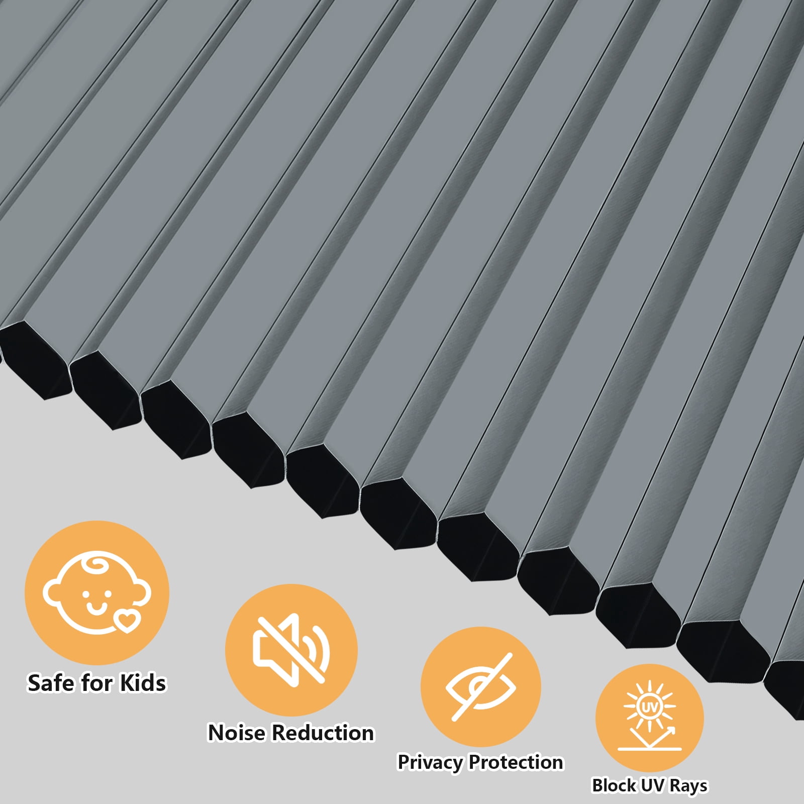Shade&Beyond 34"x48" No Drill Cordless Blackout Cellular Shades, Thermal Insulated Noise Reducing Honeycomb Blinds for Indoor Windows, Dark Gray