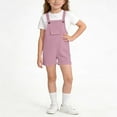 thumbnail image 2 of Purple Girls Overall Shorts | Stretch Play Shorts for Kids & Big Girl 2-15 Years with Button Suspenders, Cuffed Casual Hem,Size 5-6 T, 2 of 7