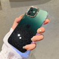 thumbnail image 2 of Compatible with iPhone 12/12 Pro Case for Women Girls,Luxury Shiny Fashion Gradient Glitter Bling Cute Clear Acrylic Plate Shockproof Case for iPhone 12/12 Pro(Drak Green), 2 of 14