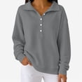 thumbnail image 3 of OunisaWomen's Henley Collar Sweatshirt, Long Sleeve Loose Casual Pullover, 3 of 8
