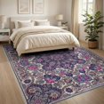 thumbnail image 3 of ODIKA 8'x10' Boho Tone Inspired Plum Magenta Pink Maximalist Purple Flowing Dynamic Washable Area Rug None for King Size Bedroom Under Bed, Master Suite, Non-Shedding, Easy Care, 3 of 7