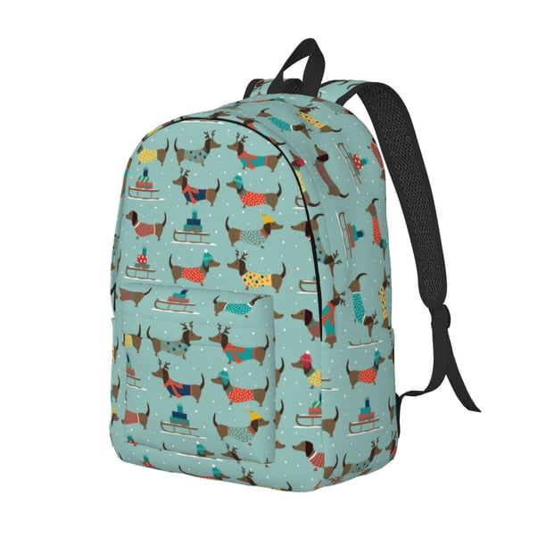 Easygdp Dachshund Dog Puppy Mochila de Lona Resistente para Laptop, Compatible con Laptops de 15 a 17 pulgadas, Ideal para Escuela, Trabajo y Viajes-Small