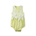 thumbnail image 1 of Gureui Newborn Baby Girl Sleeveless Jumpsuit Delicate Lace Flowers Bow Snap Closure Bodysuit Outfits, 1 of 6