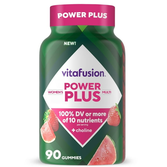 vitafusion Power Plus Women's Multivitamin Gummies, 100% Daily Value or More of 10 Nutrients, 90 Count