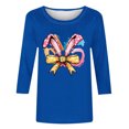 thumbnail image 3 of Camisetas Casuales de las Mujeres Impresas 3/4 Manga Cuello Redondo Blusa, Moda Ligera Superior para el Hogar Y el Uso Diario, Cómoda Imitación de la Tela Del Estante, 3 of 6