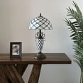 thumbnail image 6 of Tiffany Table Lamp White Stained Glass Shade And Base Crystal Beans LED Bulbs Included for Living Room Bedroom Bedside 12"W*12"D*22"H, 6 of 7