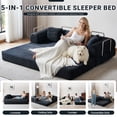 thumbnail image 2 of 78" Convertible Sofa Bed, Folding Sleeper Sofa Couch Bed with Fixed-Shape Frame, Pull-Out Sleeper Loveseat, Corduroy Boneless Futon Bed, No Assembly Required for Living Room & Bedroom, Black, 2 of 9