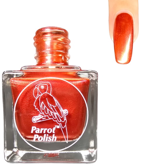 Parrot Polish Shimmer Nail Polish, Quick Dry Metallic Wine Red Fingernail Lacquer, Long Lasting Chrome Nail Enamel, Wine by the Mantle, 0.5 Fl Oz