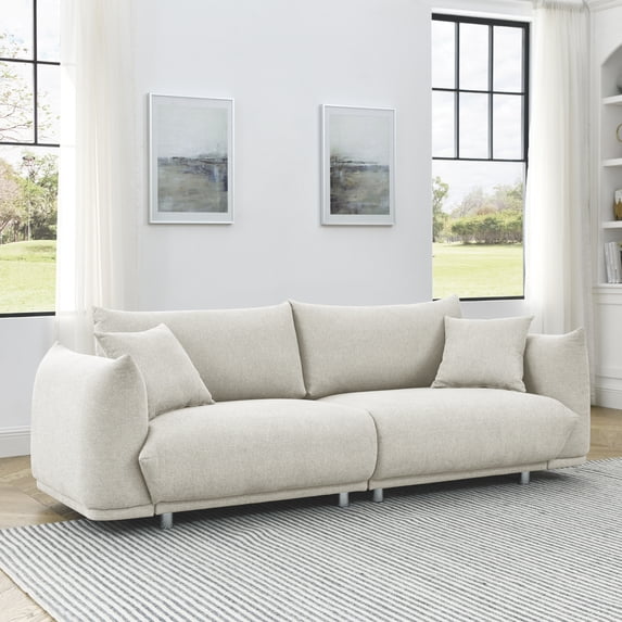 Holaki 90.5" Large 3 Seat Sofa, Elegent Couch for Living Room Sofa, Modern Sofa Furniture for Apartment, Beige